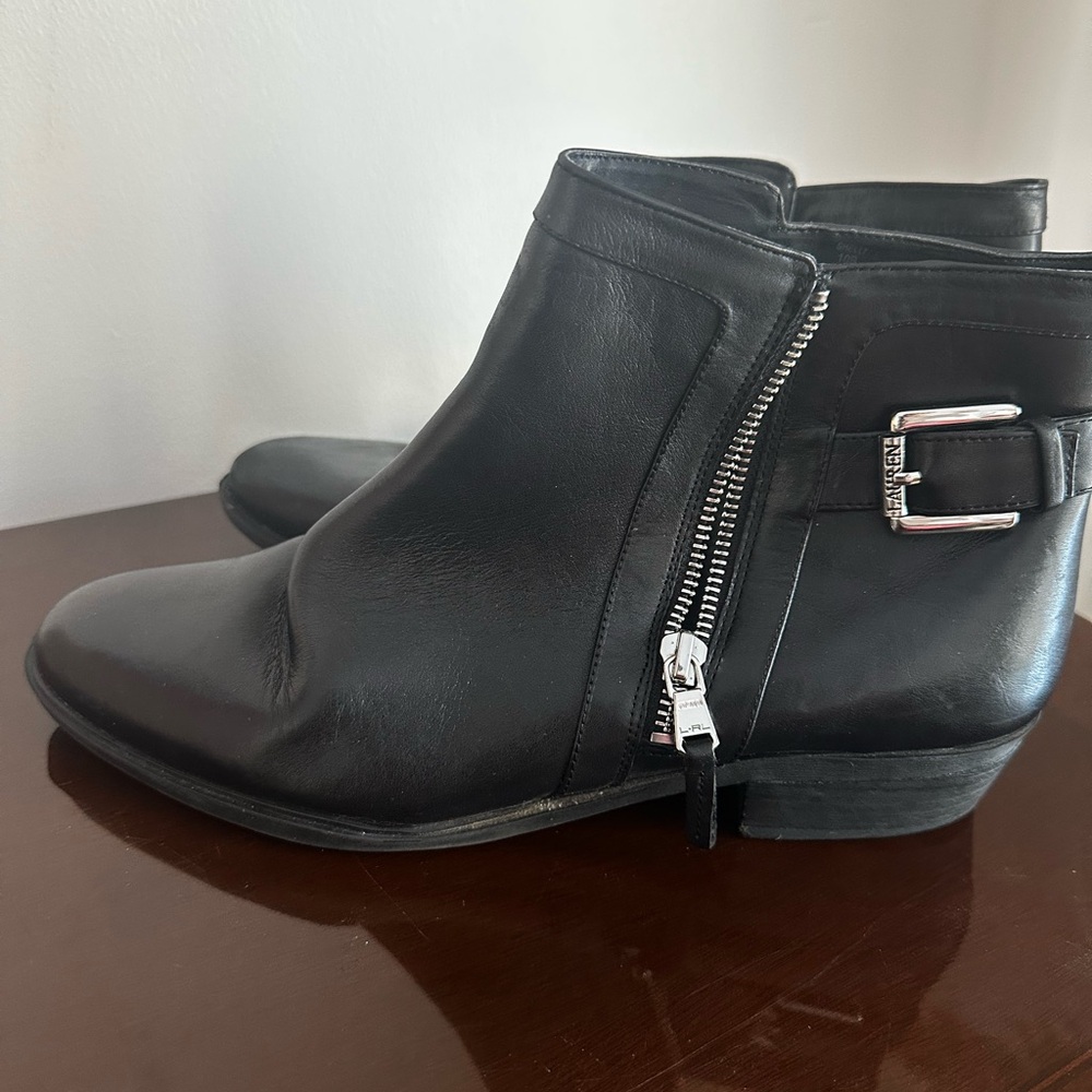 Chic Black Leather Booties with Side Zipper